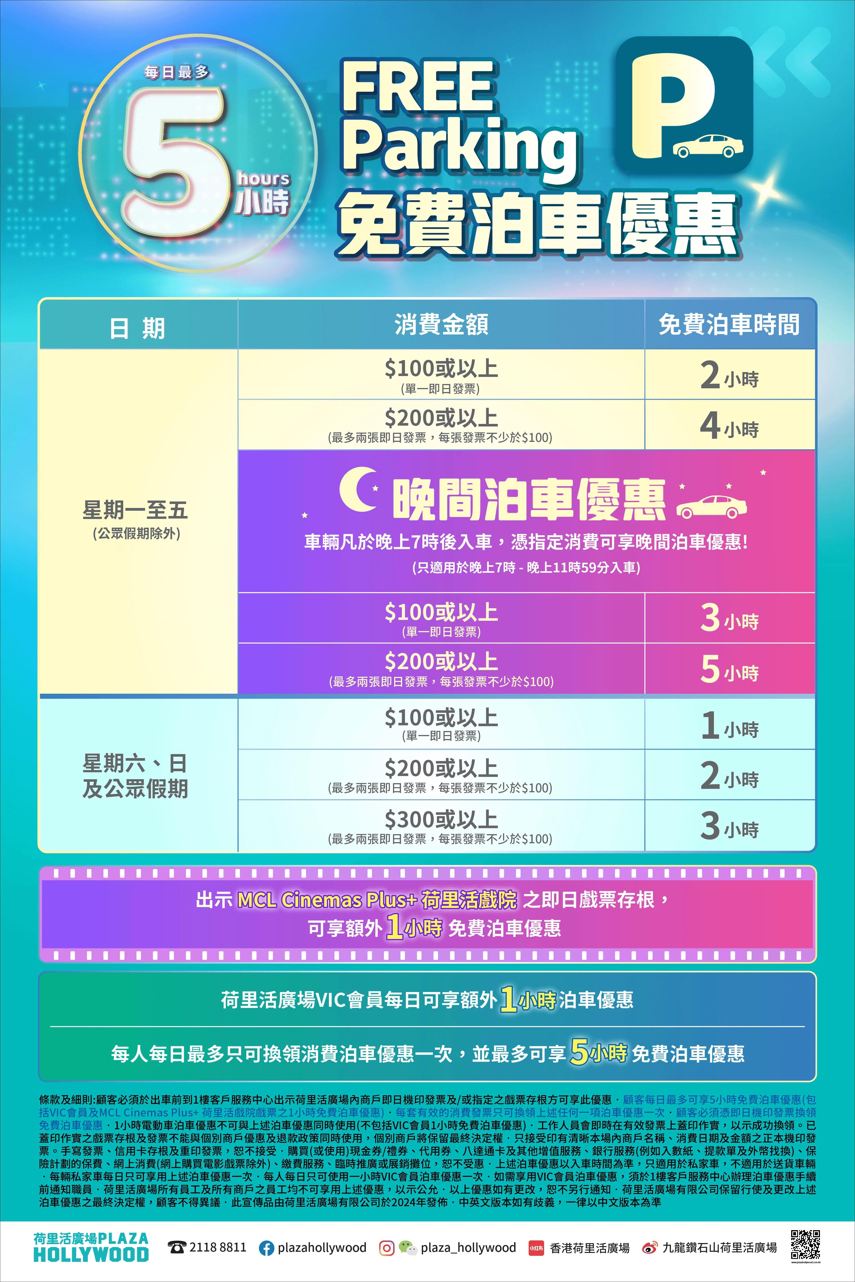 荷里活廣場免費泊車優惠
