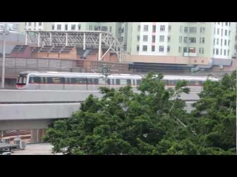 港鐵 KTL C-Train 經過牛頭角下邨停車場駛入九龍灣站