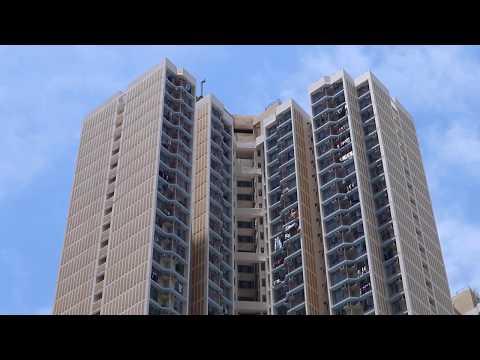 調景嶺彩明商場新貌與翻油後的彩明苑公屋大廈